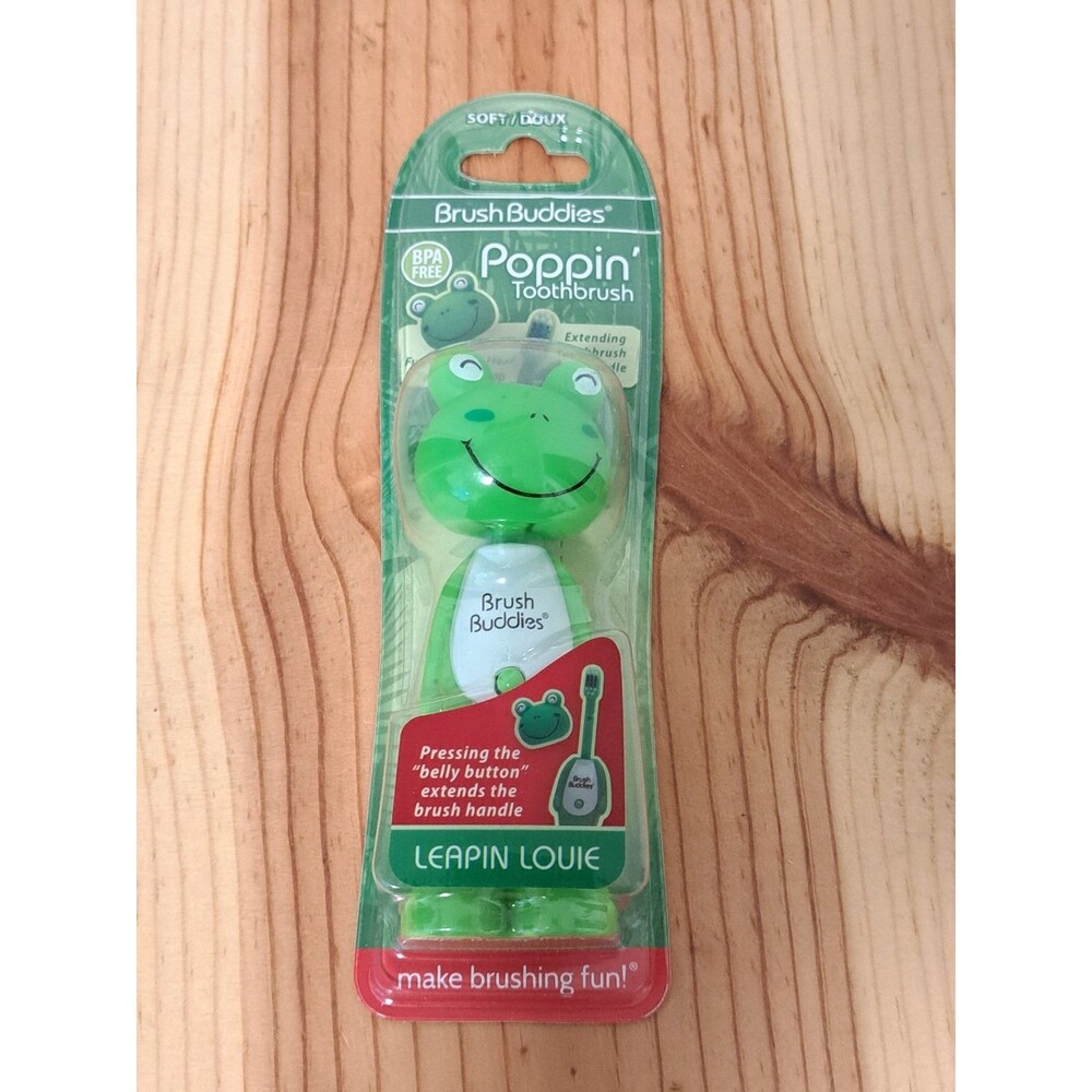 Brush Buddies Leapin Louie Poppin Extending Toothbrush Handle Soft BPA Free New!